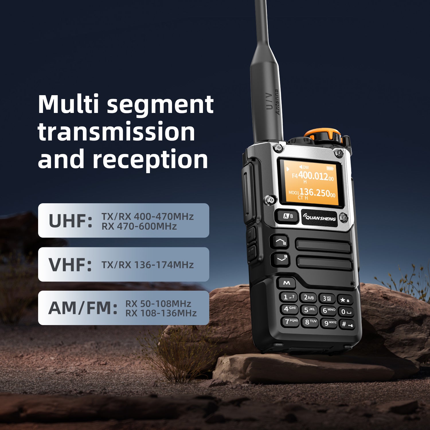 QUANSHENG UV-K5 ham radio display and keypad detail