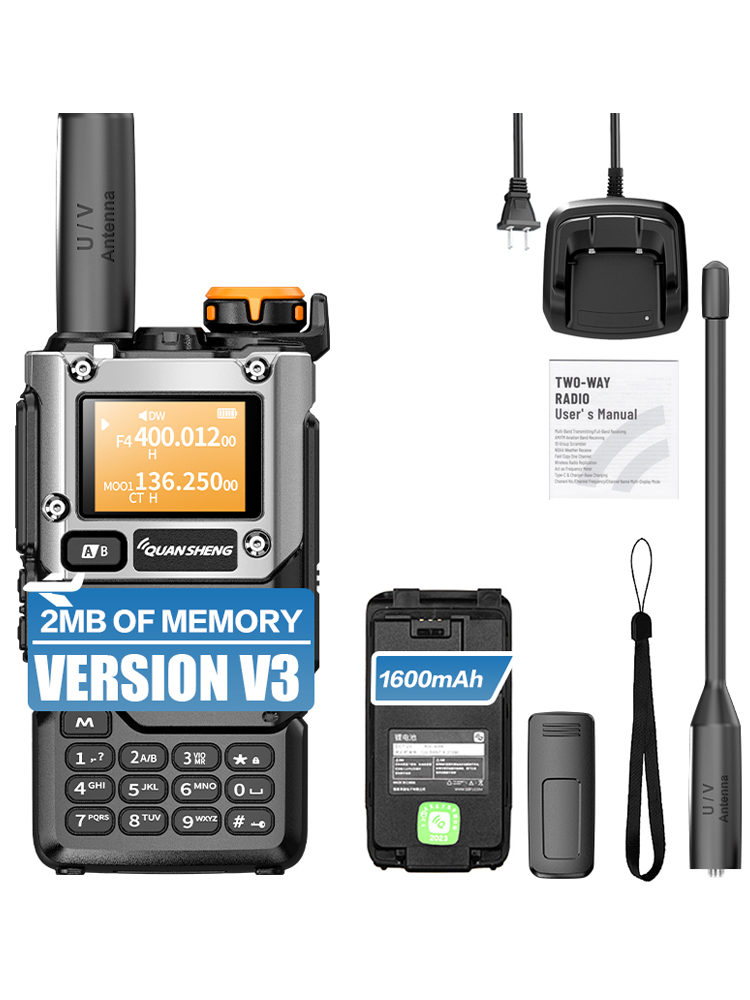Quansheng UV-K5(8) 5W Amateurfunk-Handfunkgerät, Multiband-VHF-UHF-Zweiwegefunkgerät, Flugfunkempfang, NOAA-Wetter, USB-C, Walkie-Talkie für Notfallkommunikation und Camping (K6 Gen)