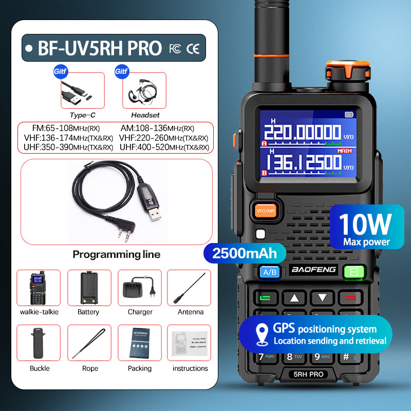 Baofeng UV-5RH Pro ham radio package contents