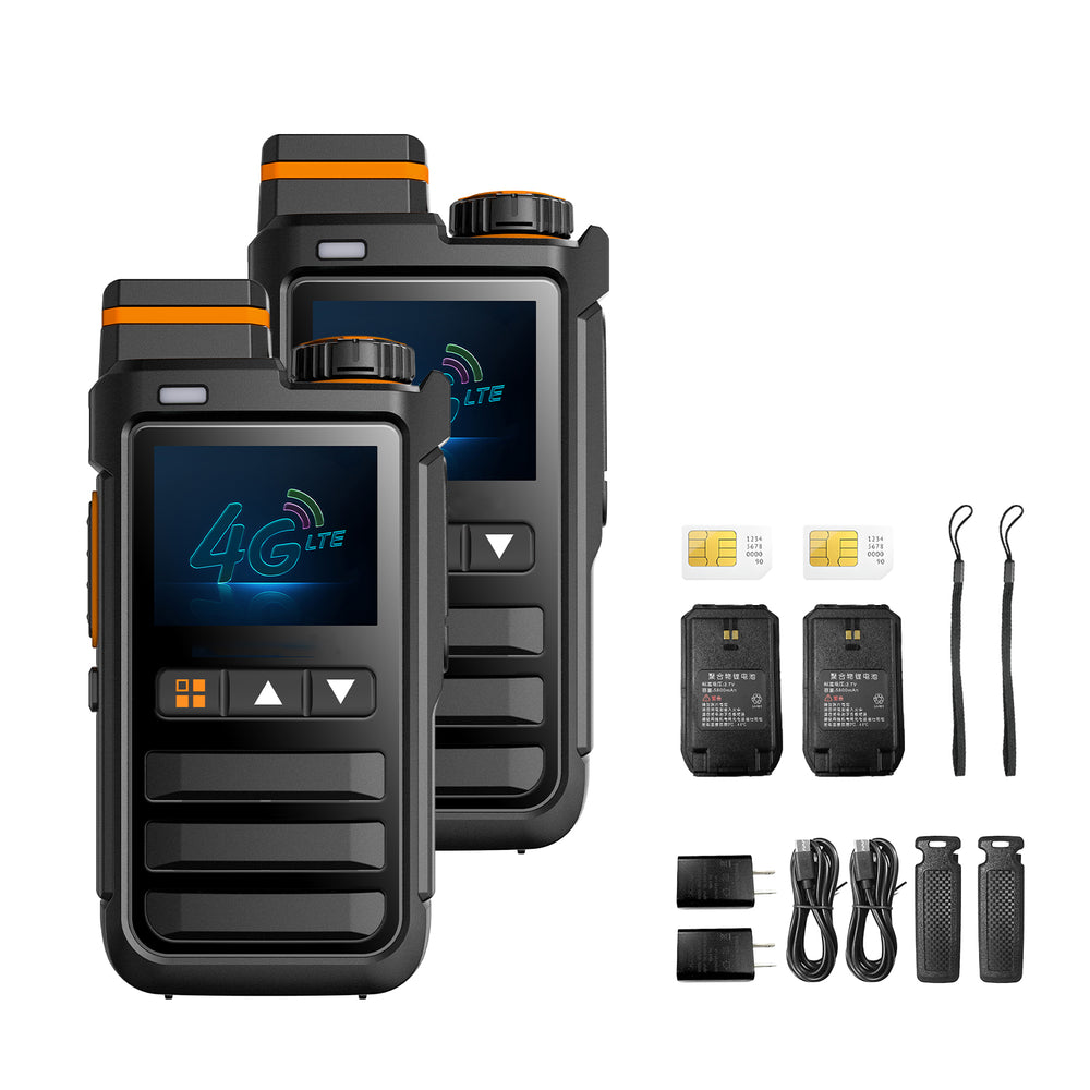 Lifetime Free KPBAB 4G LTE POC Radio SIM Card Walkie Talkie Network Unlimited Range Two Way Radio 5000+ Miles Long Distance for Trucking Farm Construction [2-Pack]