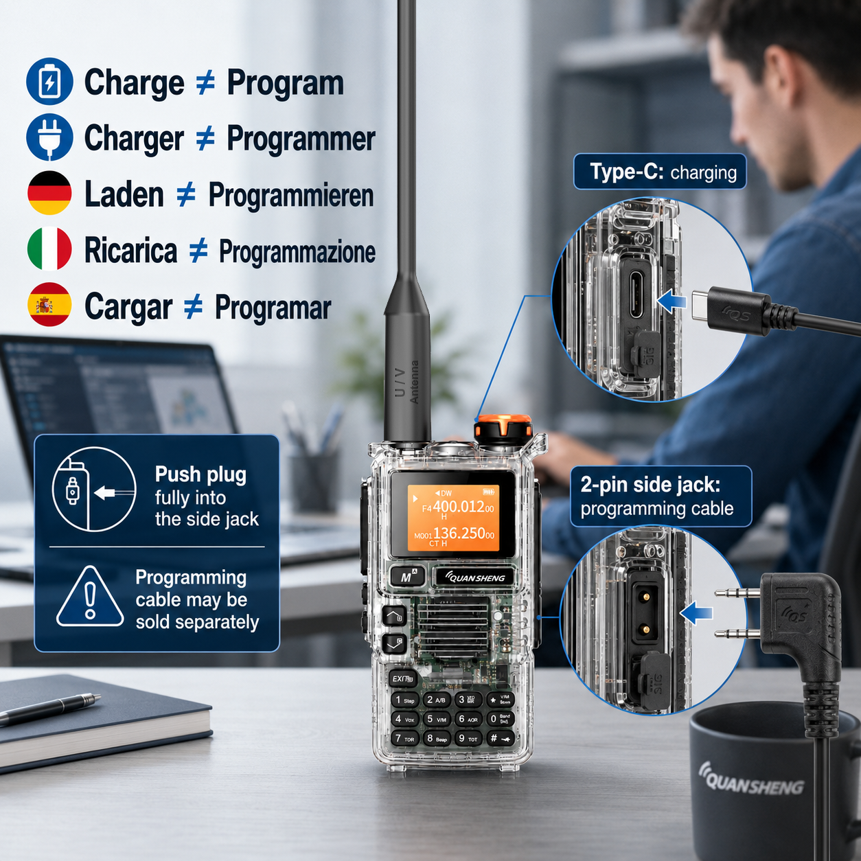 QUANSHENG UV-K5(99) Multi-Band Walkie Talkie - USB-C Version air band feature detail