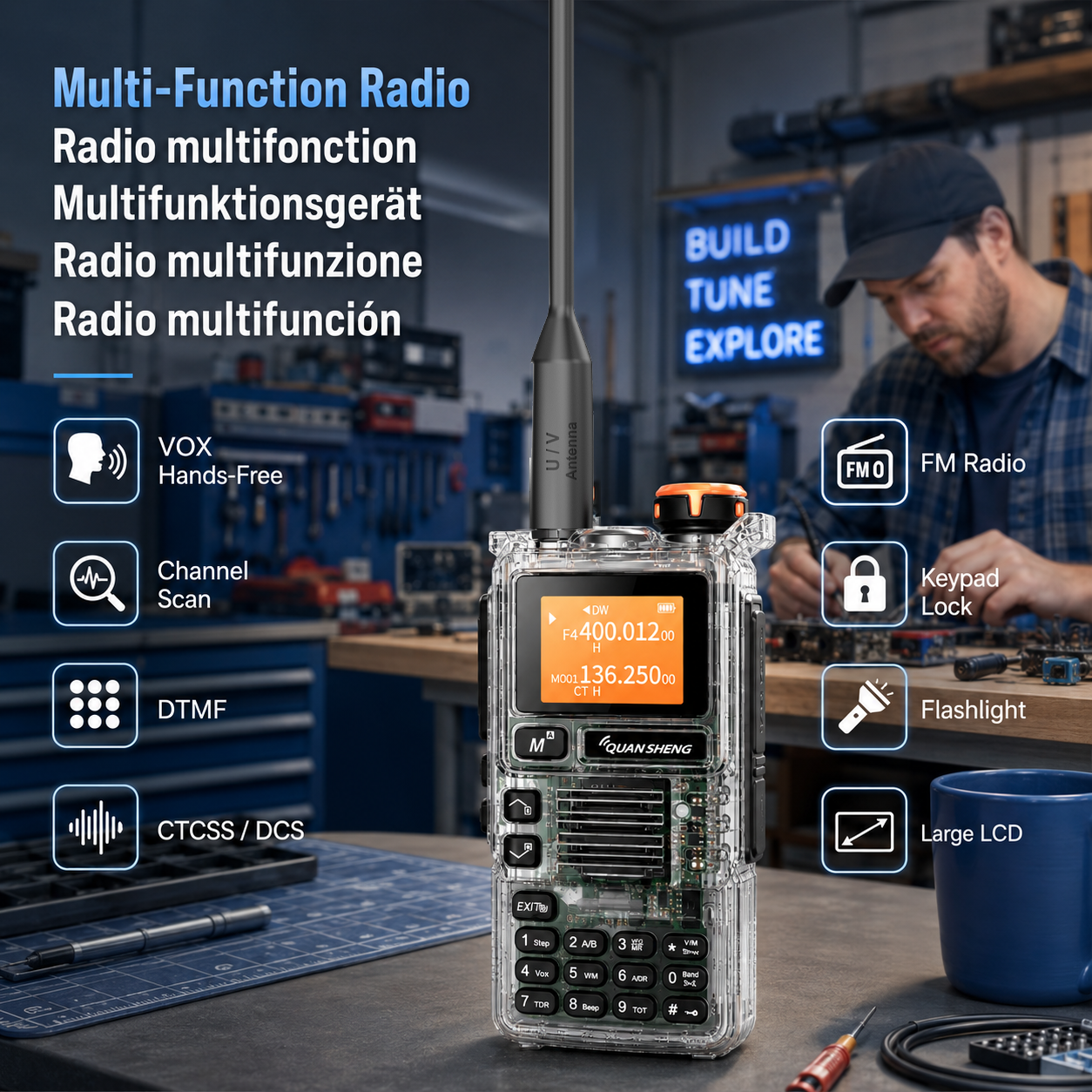QUANSHENG UV-K5(99) Multi-Band Walkie Talkie - USB-C Version USB-C charging detail