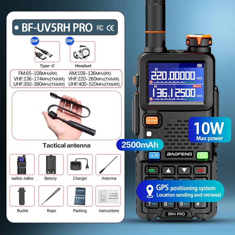 Baofeng UV-5RH Pro ham radio handheld size view