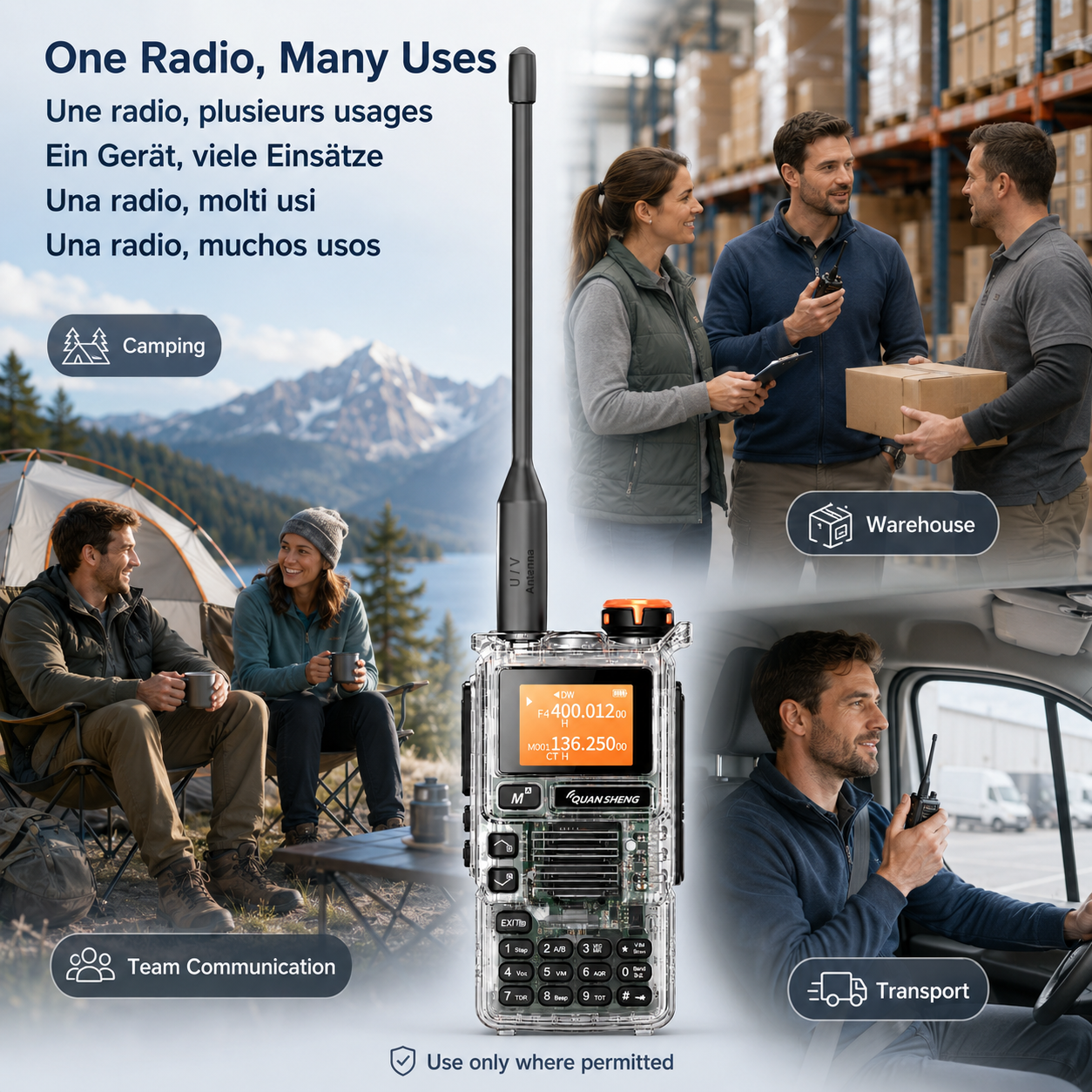 QUANSHENG UV-K5(99) Multi-Band Walkie Talkie - USB-C Version antenna and battery view
