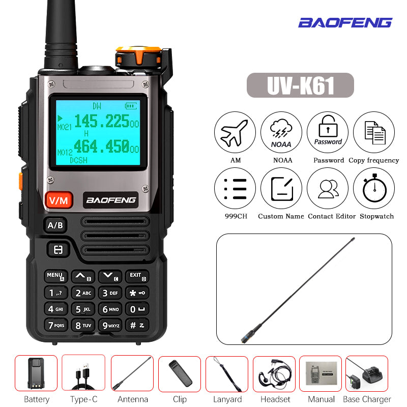 Baofeng UV-K61 walkie talkie handheld size view