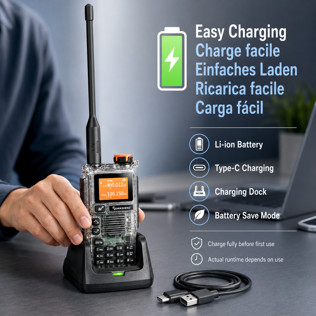 QUANSHENG UV-K5(99) Multi-Band Walkie Talkie - USB-C Version kit accessories