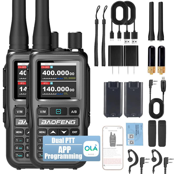 BAOFENG UV-5R Mini Amateurfunkgerät Handfunkgerät Langstrecken-Walkie-Talkie mit Flugfunkempfang Drahtlose App-Programmierung Ein-Tasten-Frequenzkopie NOAA-Wetterscan USB-C wiederaufladbares Dualband-Zweiwege-Funkgerät