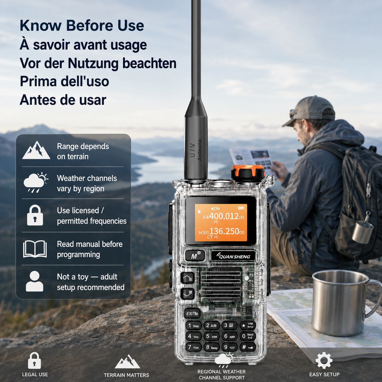 QUANSHENG UV-K5(99) Multi-Band Walkie Talkie - USB-C Version outdoor communication use