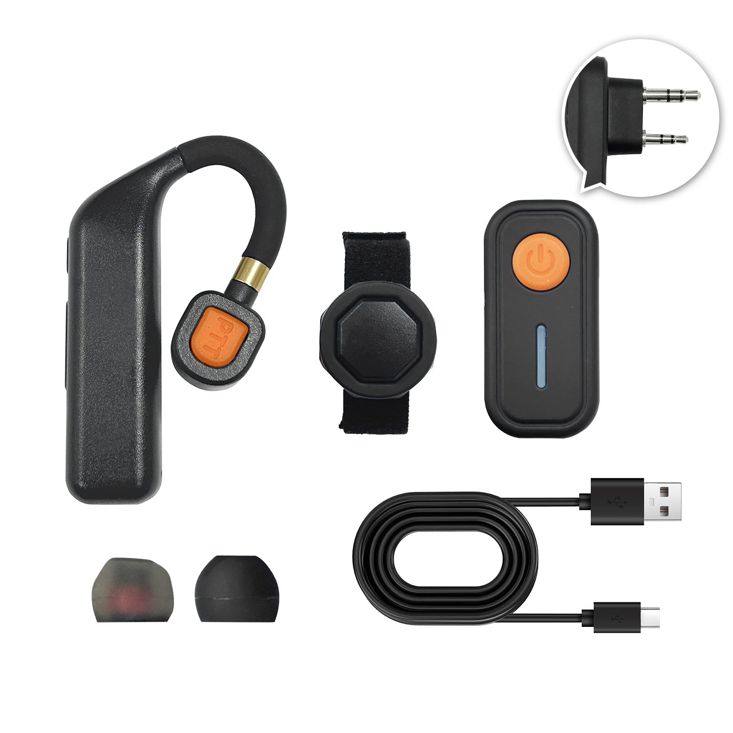 Wireless intercom headset with Bluetooth adapter product front view