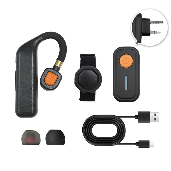 Wireless Intercom Headset with K-Head Bluetooth Adapter & PTT, 10H Battery, Noise Cancelling for Baofeng/Kenwood