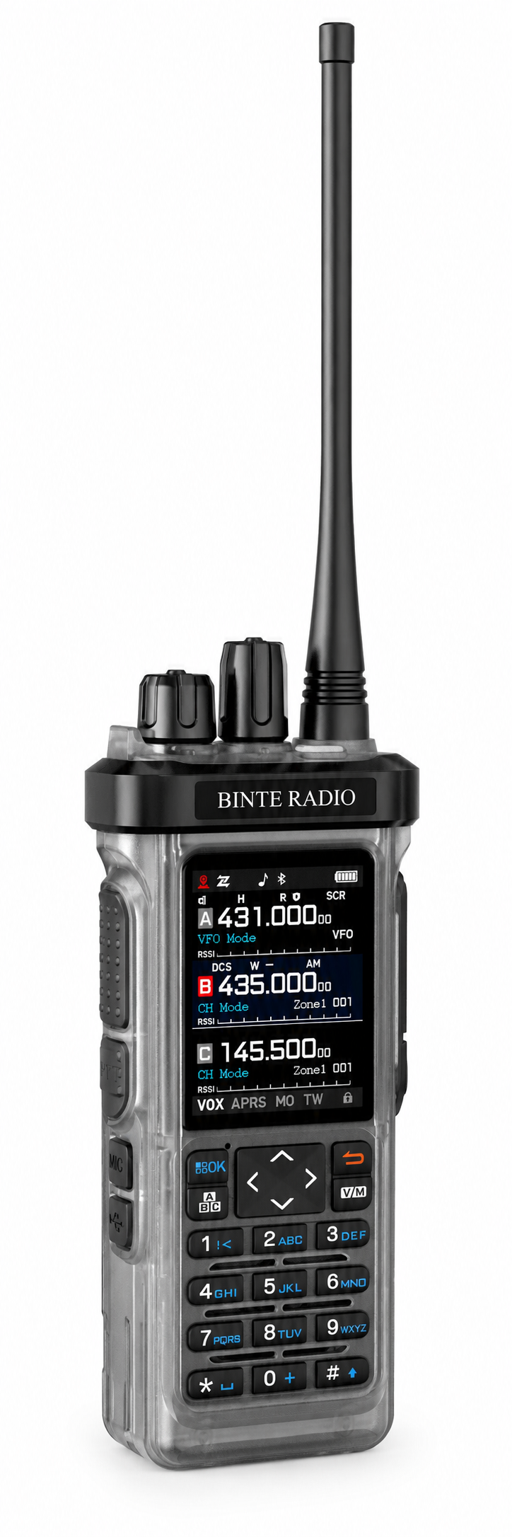 BINTERADIO 9000 Multi-Band Ham Radio with GPS APRS front view