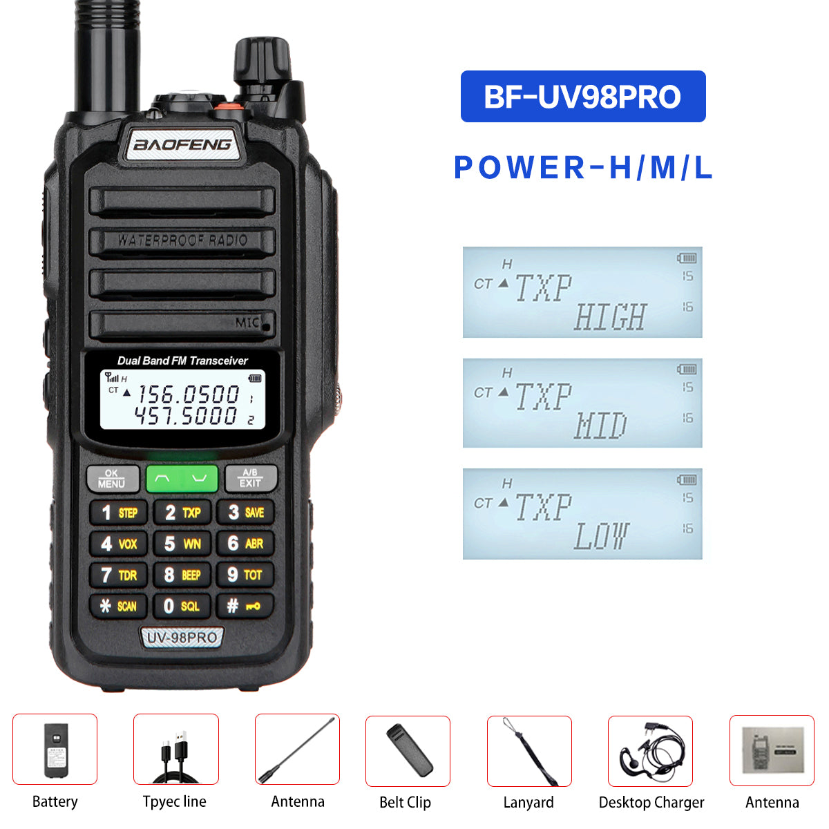 Baofeng UV98 Pro walkie talkie kit accessories