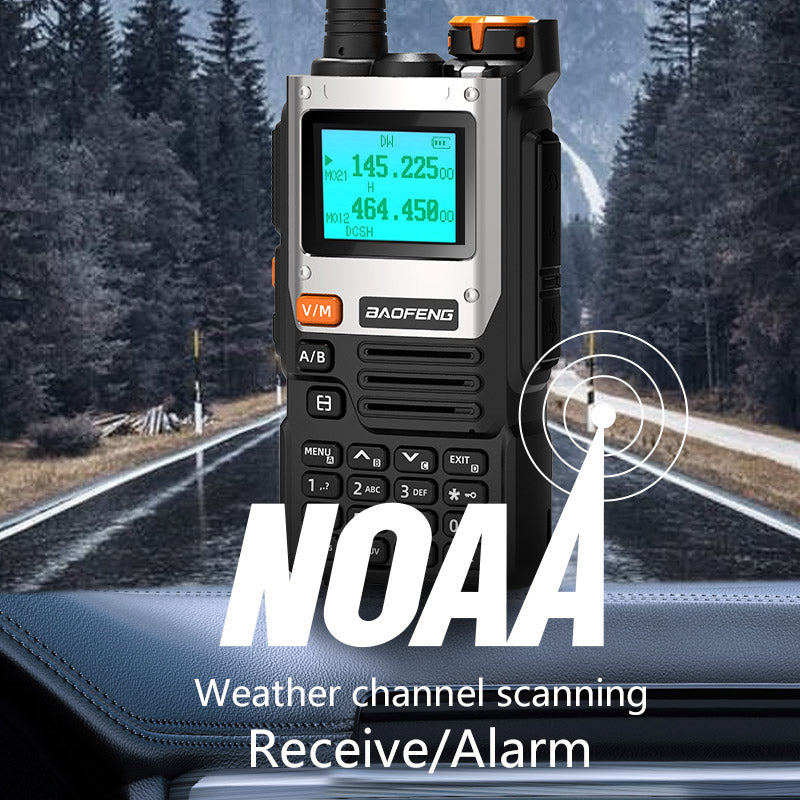 Baofeng UV-K61 walkie talkie antenna and battery view