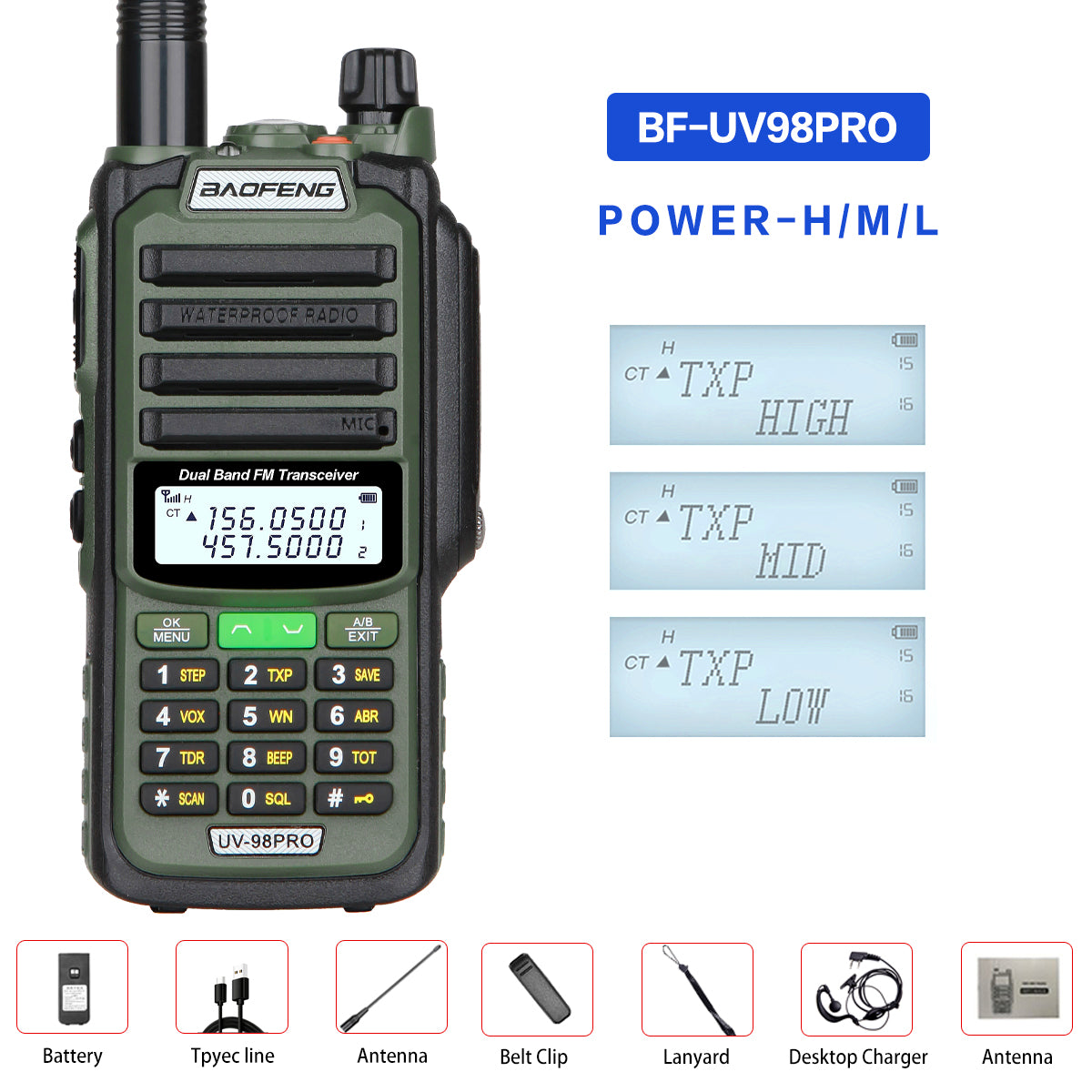 Baofeng UV98 Pro walkie talkie package contents