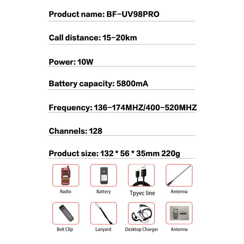 Baofeng UV98 Pro walkie talkie air band feature detail
