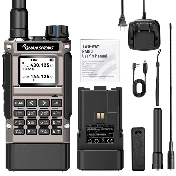 QUANSHENG UV-K1 (8) Amateurfunk-Handfunkgerät, 2500mAh Akku, Mehrband-Walkie-Talkie mit Flugfunkempfang, NOAA-Wetter, drahtlose Frequenzkopie, Typ-C-Ladeanschluss, 200 Kanäle, Funkgerät mit großer Reichweite
