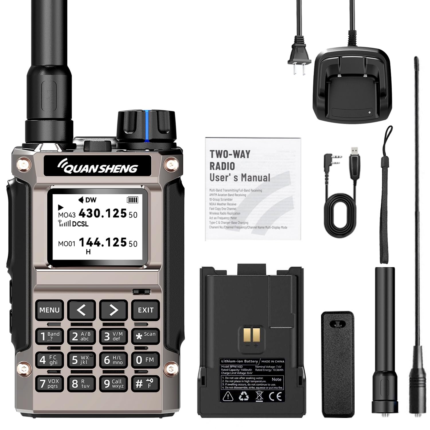 QUANSHENG UV-K1 ham radio handheld size view
