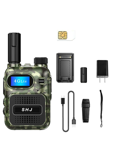 SHJ 4G PoC-Funkgeräte mit 1 zusätzlicher jährlicher SIM-Karte – Ultimative Kommunikationslösung für Unternehmen und Teams, langlebiges Walkie-Talkie in Weiß-Silber