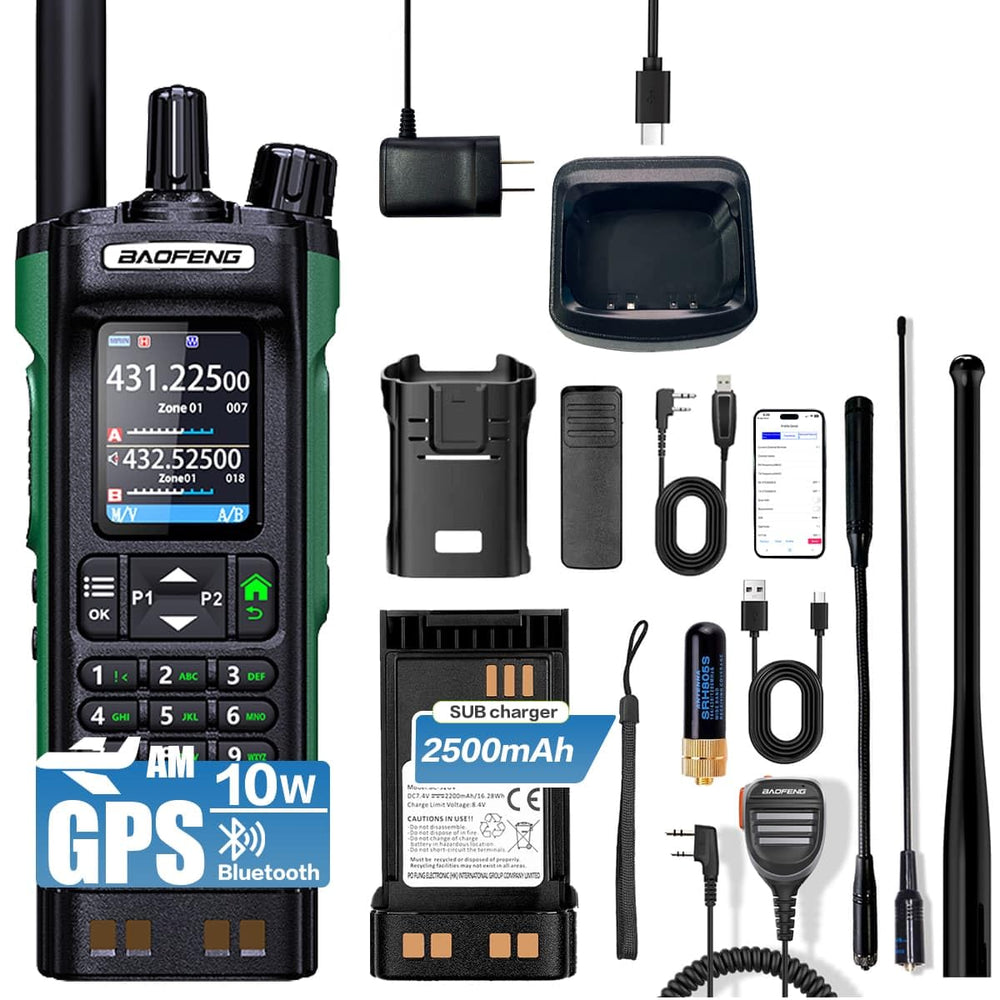 BAOFENG UV-32 Amateurfunkgerät, 10W, große Reichweite, Handheld mit GPS, Bluetooth-App-Programmierung, wasserdichtes Lautsprecher-Mikrofon & 3 Antennen-Kit, USB-C wiederaufladbares Dualband-Funkgerät mit NOAA-Wettersuchlauf für Survival