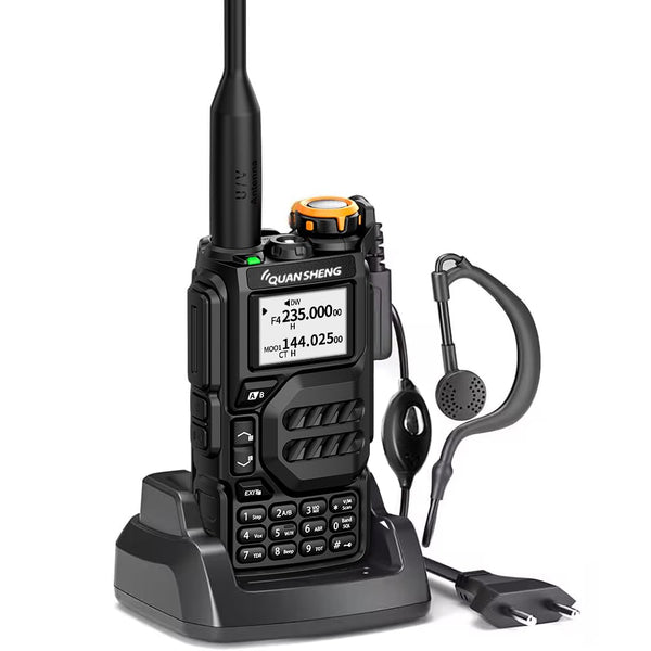 QUANSHENG UV-K5 Handfunkgerät, 5W Dual-Band-Funkgerät, Flugfunkempfang (AM/FM), NOAA Wetterwarnung, USB Typ-C wiederaufladbare Walkie-Talkies mit großer Reichweite für Erwachsene Überlebensausrüstung (Schwarz)