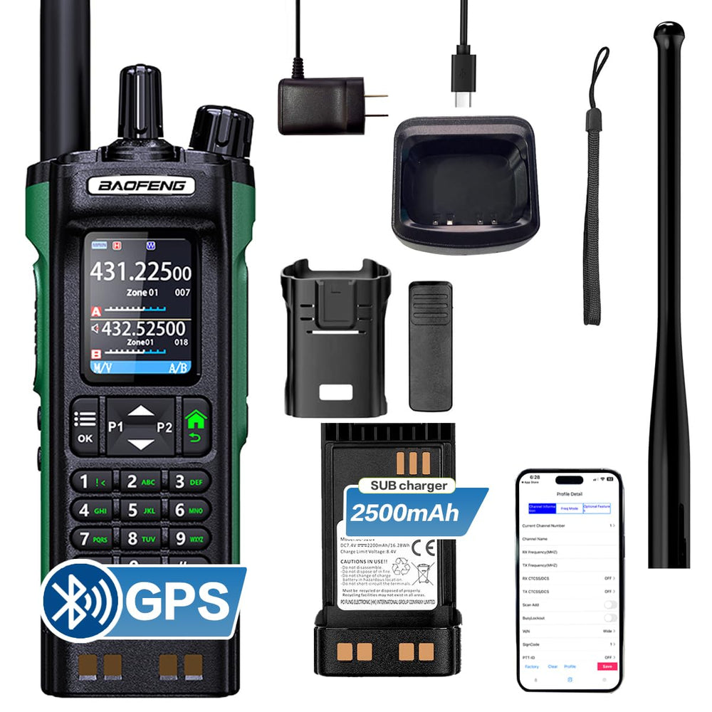 BAOFENG UV-32 Ham Radio Handheld, 10W Walkie Talkie mit GPS, Bluetooth, APP-Programmierung, Multiband, drahtloser Kopierfrequenz, Typ-C aufladbar