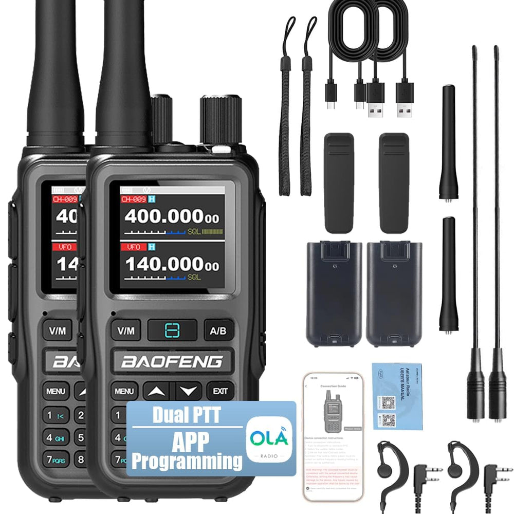 BAOFENG UV-5R Mini Ham Radio Langstrecken-Handfunkgerät, Bluetooth APP-Programmierung Walkie Talkies 2er-Pack, 999 Kanäle Ein-Tasten-Kopierfrequenz, NOAA-Wetter, USB-C-Ladung