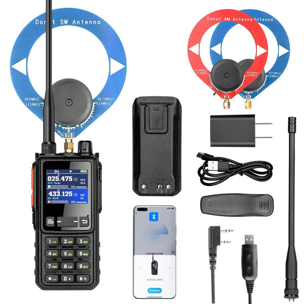 SHJ H28Y Pro Analog-Zwei-Wege-Funkgerät Ultra-Niederfrequenzempfang & Amateurfunk GMRS/FRS Handheld 10W Ausgang Bluetooth & PC-Programmierung 960 Kanäle Flugfunkband Bluetooth Rauschunterdrückungsfunktion