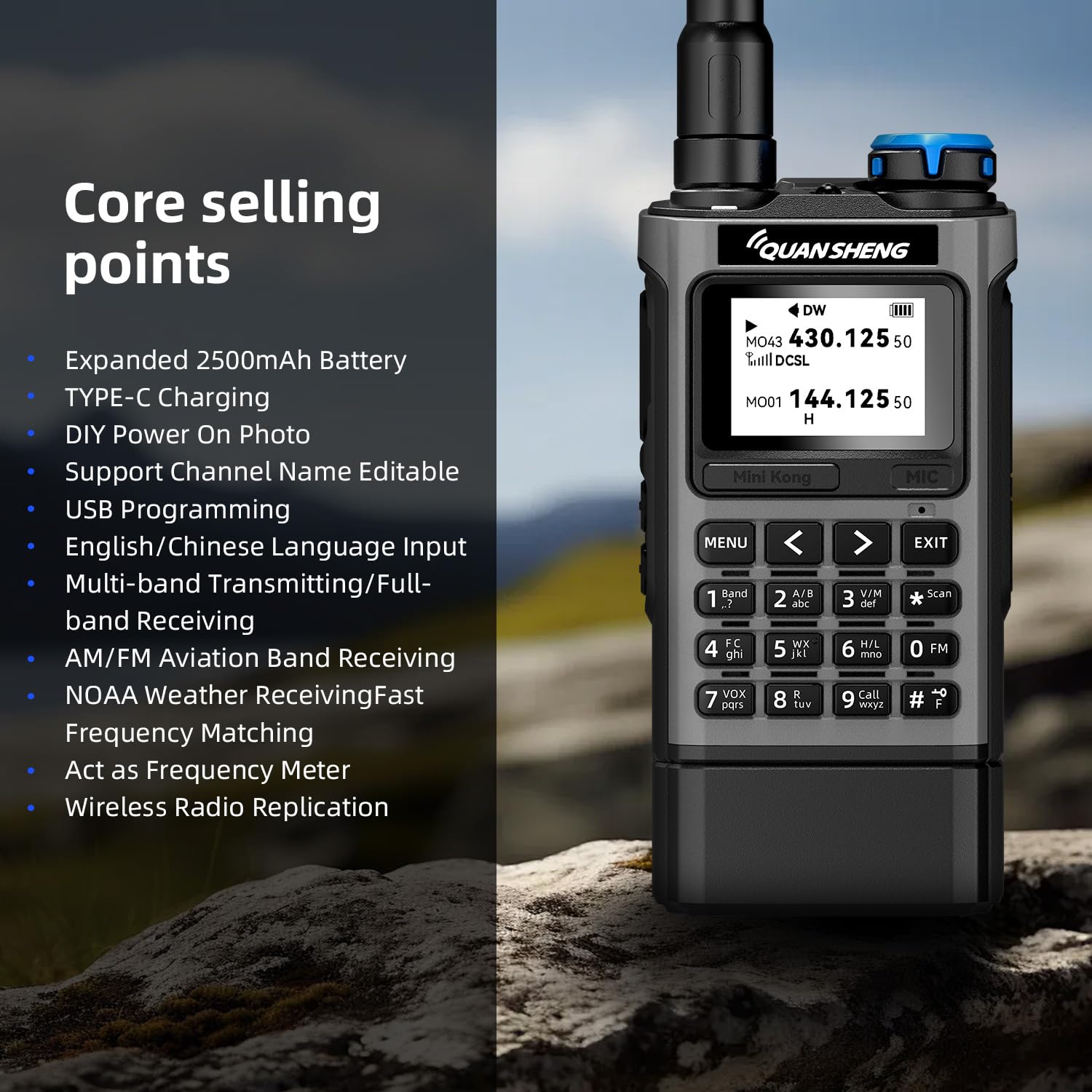 QUANSHENG UV-K1 ham radio side view