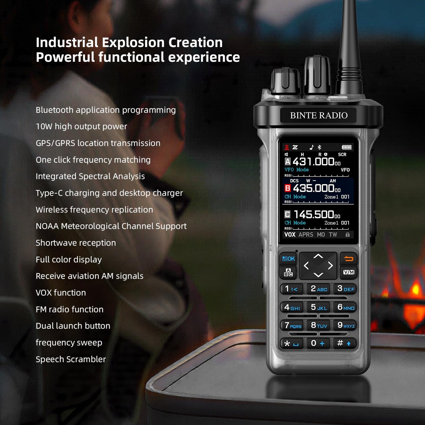 BINTERADIO 9000 ham radio side view