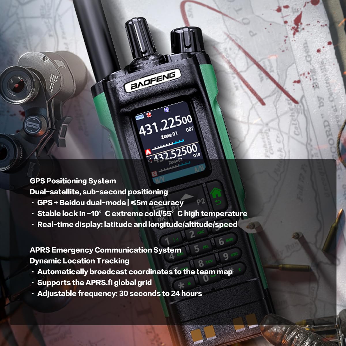 Baofeng DM-32UV DMR radio display and keypad detail