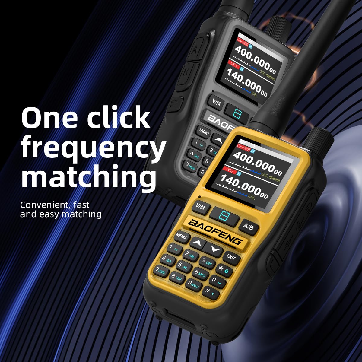 Baofeng UV-5R Mini ham radio display and keypad detail