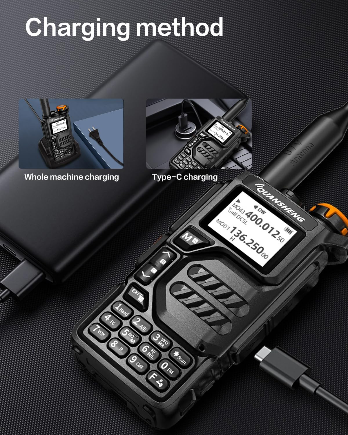 QUANSHENG UV-K5 ham radio USB-C charging detail