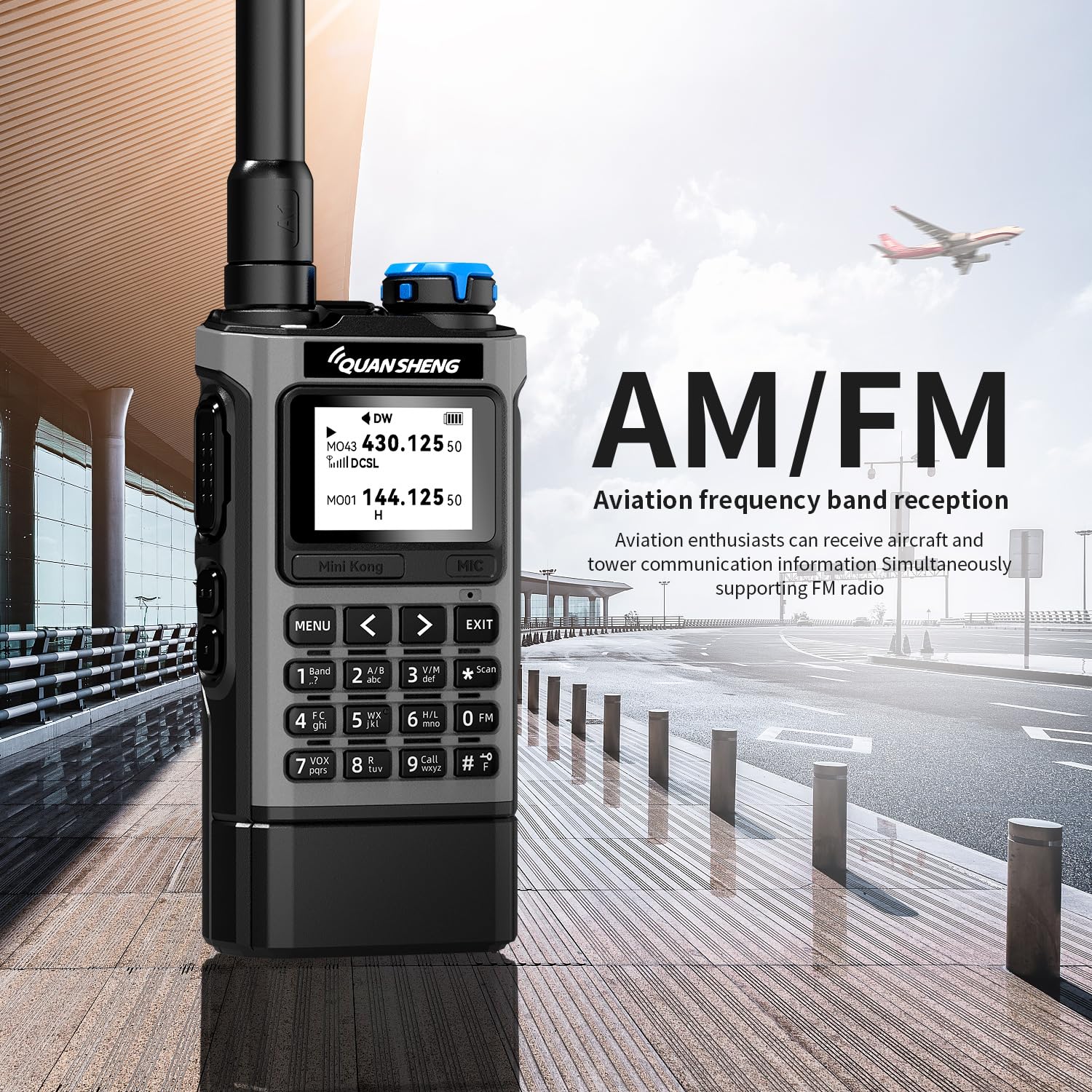 QUANSHENG UV-K1 ham radio antenna and battery view