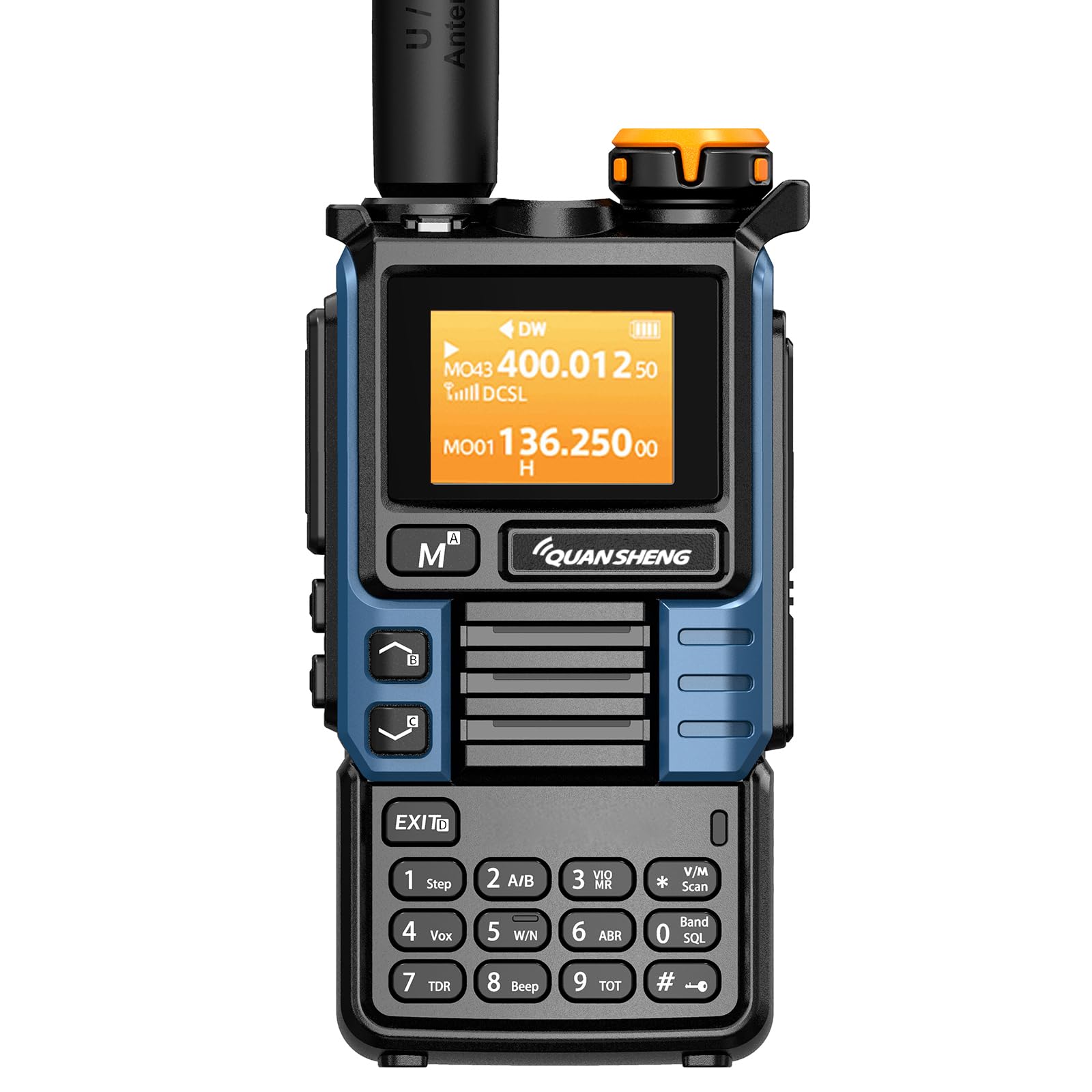QUANSHENG UV-K5(99) walkie talkie antenna and battery view
